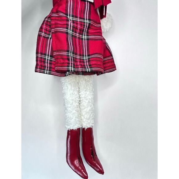 Woof & Poof Christmas Dog Airedale Terrier Plush Plaid Skirt Red Boots 28" - Picture 10 of 10